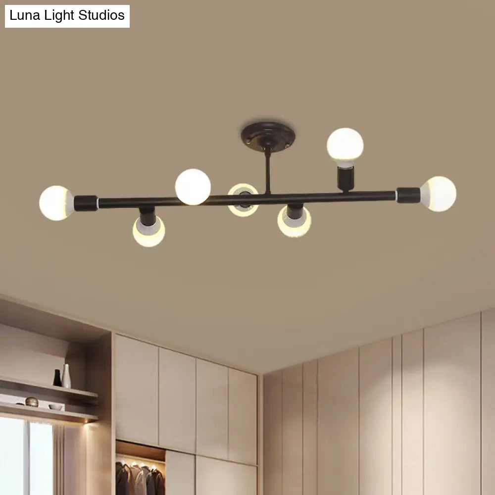 DecorBites™ Modern Black Open Bulb Island Light with 7/13 Metal Lights - Simple Ceiling Lamp
