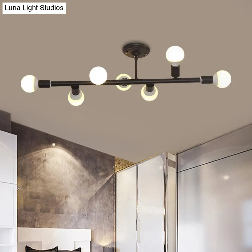 DecorBites™ Modern Black Open Bulb Island Light with 7/13 Metal Lights - Simple Ceiling Lamp