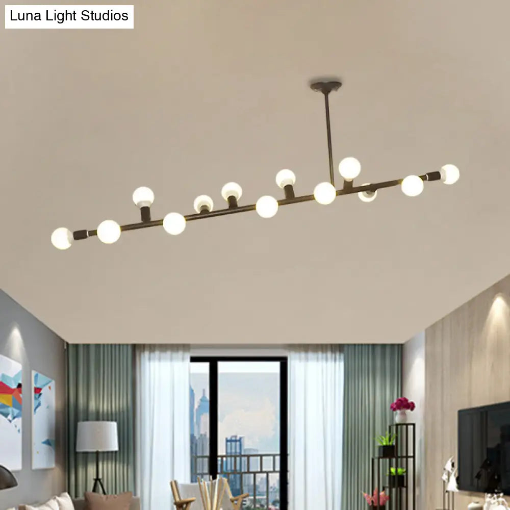 DecorBites™ Modern Black Open Bulb Island Light with 7/13 Metal Lights - Simple Ceiling Lamp