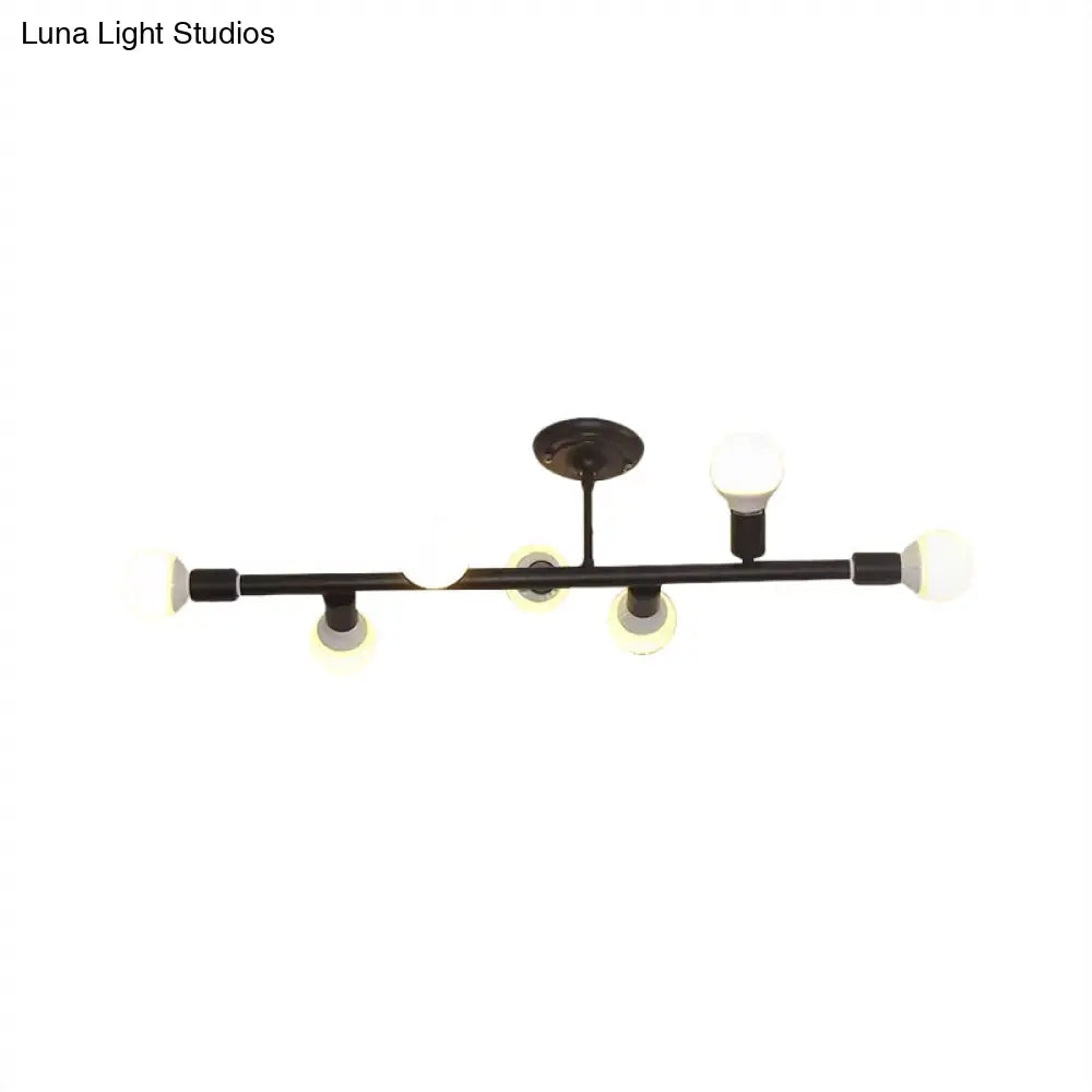 DecorBites™ Modern Black Open Bulb Island Light with 7/13 Metal Lights - Simple Ceiling Lamp