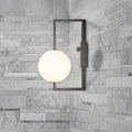DecorBites™ Modern Black Rectangular Wall Sconce with White Glass Orb Shade - 1 Bulb Metal Lighting