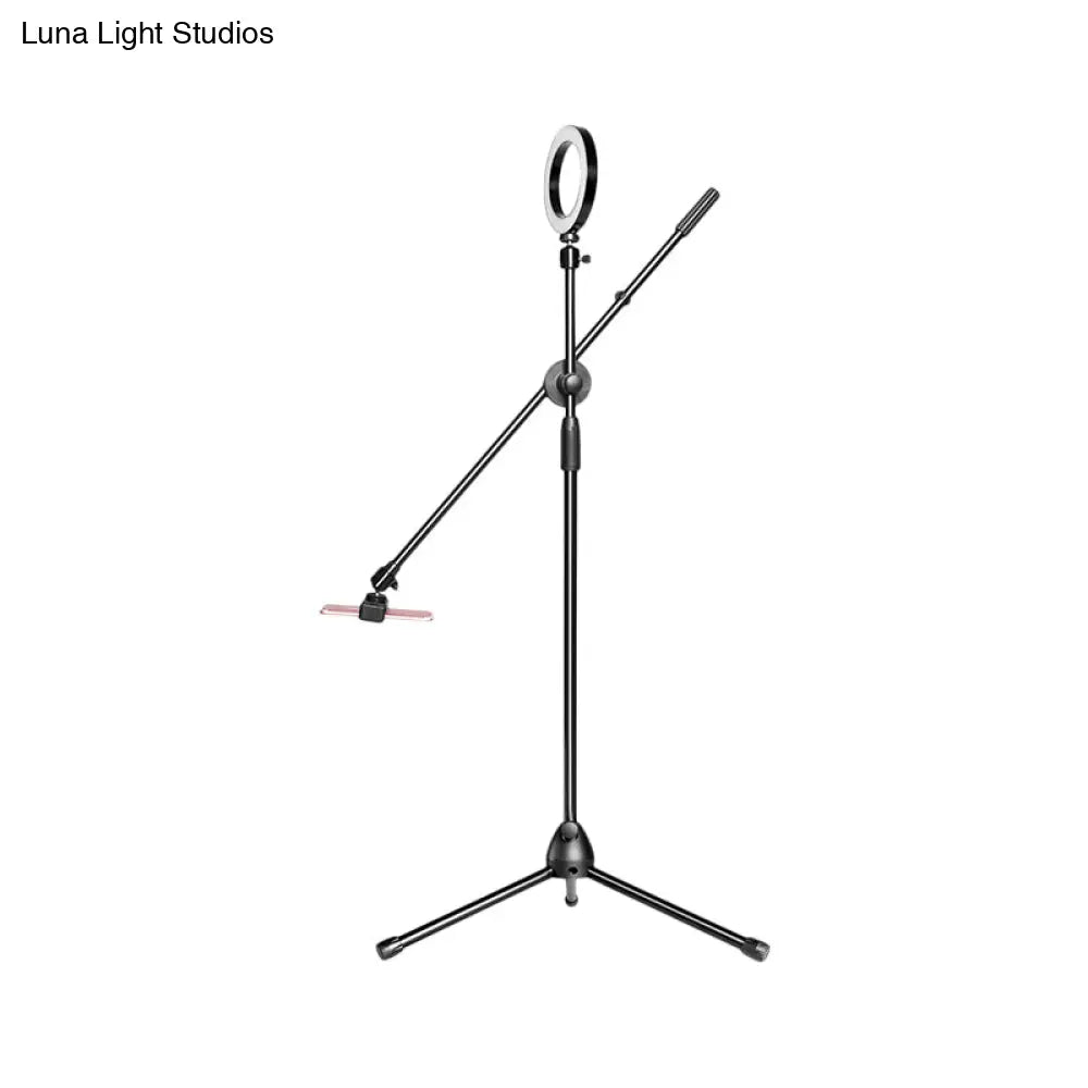 DecorBites™ Modern Black Round LED Vanity Lamp with Adjustable Arm - Metallic Finish & USB Charging - Fill Flush Lighting