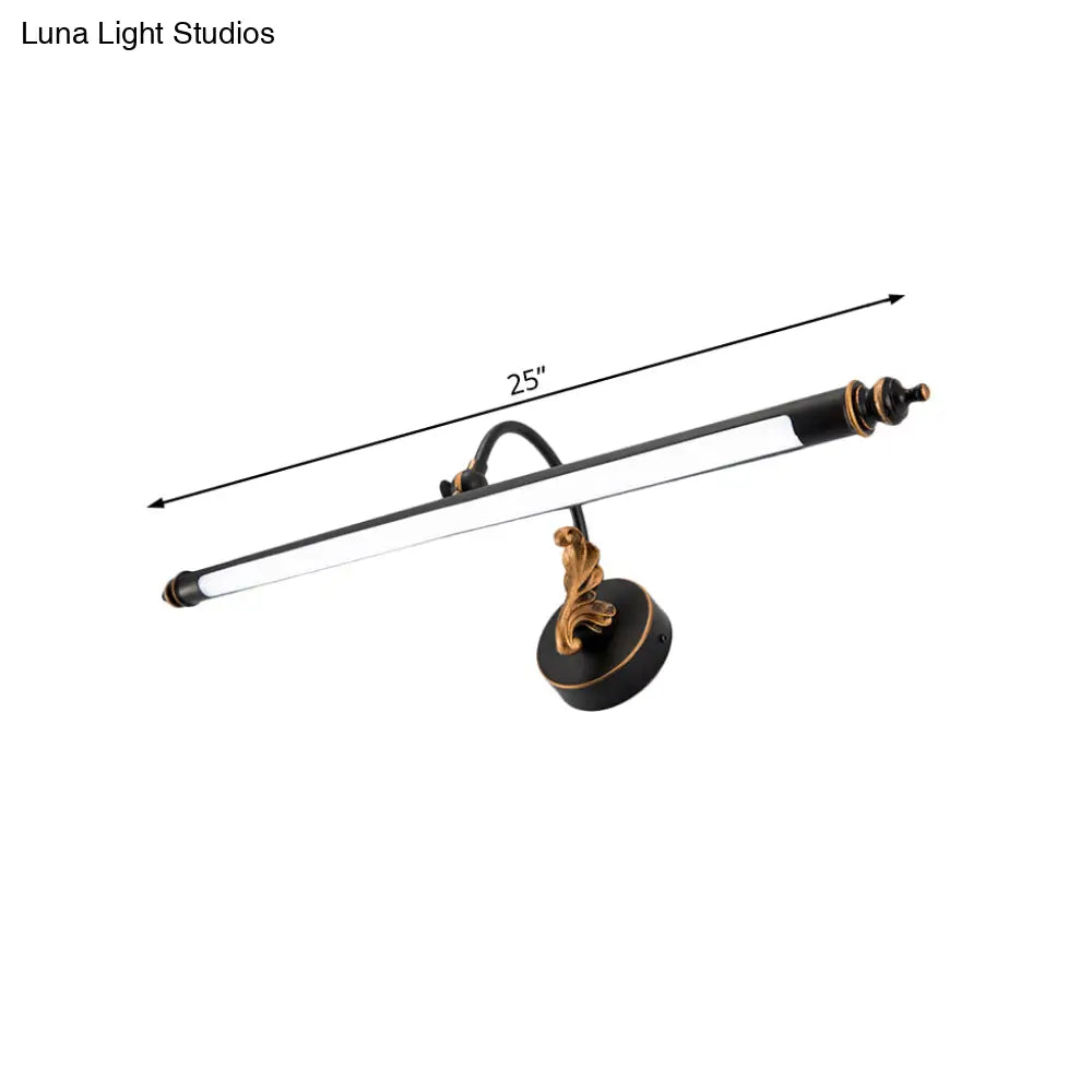 DecorBites™ Modern Black Tubular Vanity Lighting - 19"/25" W LED Metal Wall Sconce Light for Bathroom in Warm/White Light