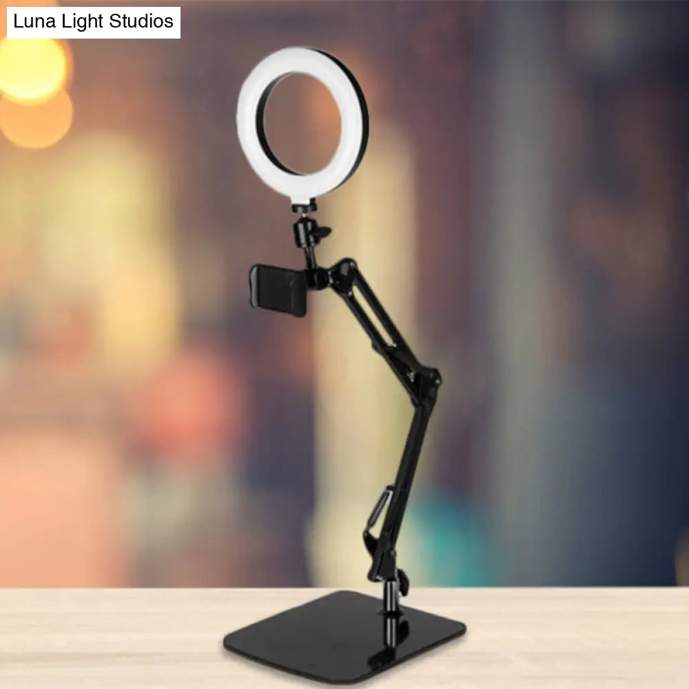 DecorBites™ Modern Black USB Fill-in Flash Light with LED Vanity Lamp for Mobile Phones - Stylish Metal Shade