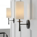 DecorBites™ Modern Black Wall Sconce Light with White Glass Shade - 1 Head Cylindrical Fixture