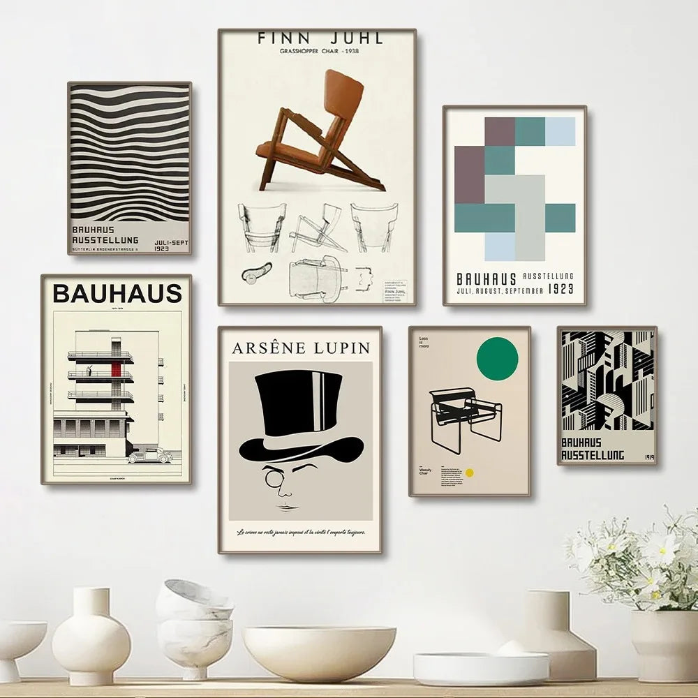 DecorBites™ Modern Black & White Bauhaus Canvas Wall Art