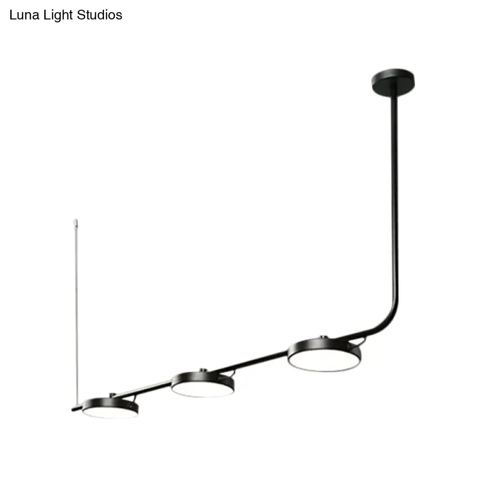 DecorBites™ Modern Black/White Chandelier with Drum Shade - 2/3 Lights - Island Lighting for Dining Room