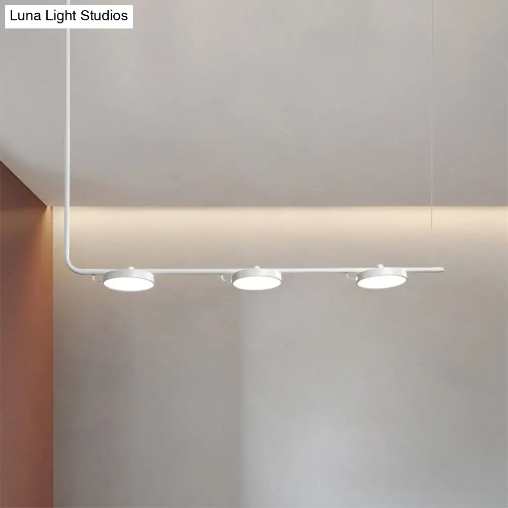 DecorBites™ Modern Black/White Chandelier with Drum Shade - 2/3 Lights - Island Lighting for Dining Room