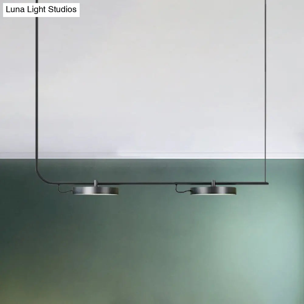 DecorBites™ Modern Black/White Chandelier with Drum Shade - 2/3 Lights - Island Lighting for Dining Room