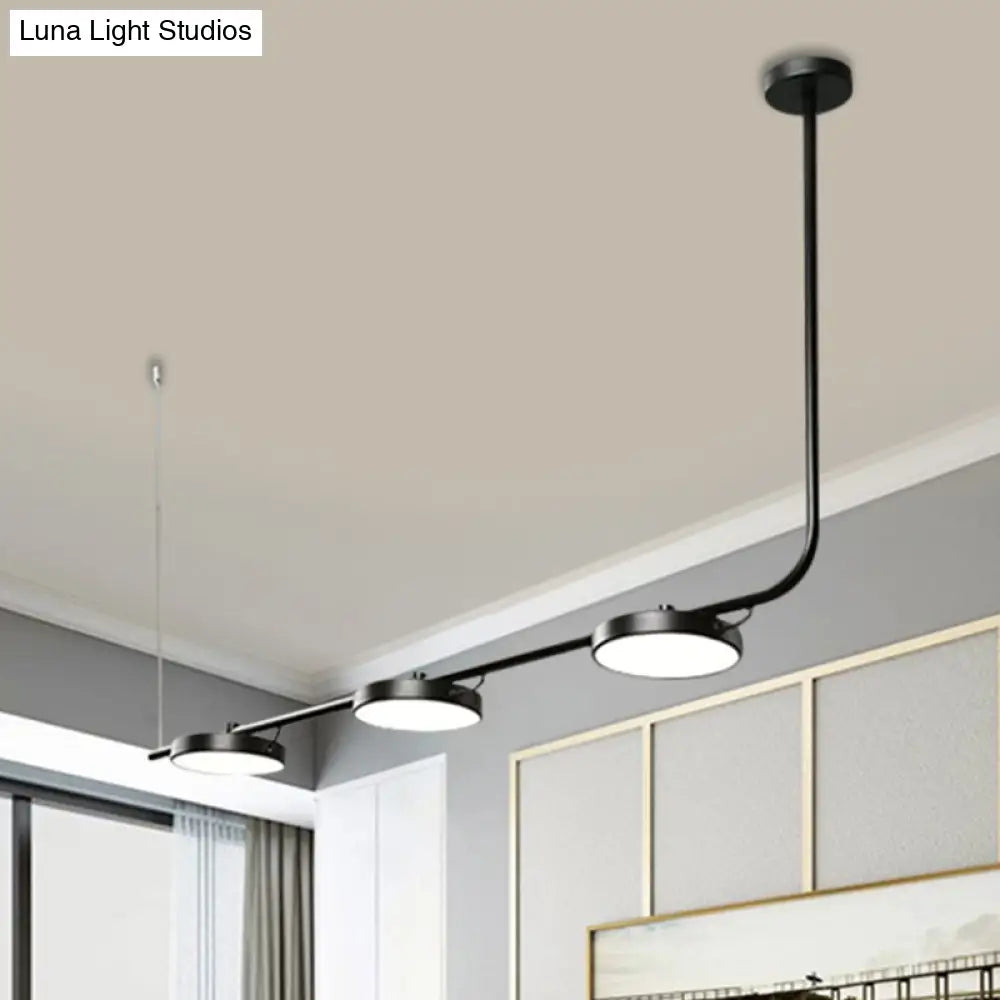 DecorBites™ Modern Black/White Chandelier with Drum Shade - 2/3 Lights - Island Lighting for Dining Room