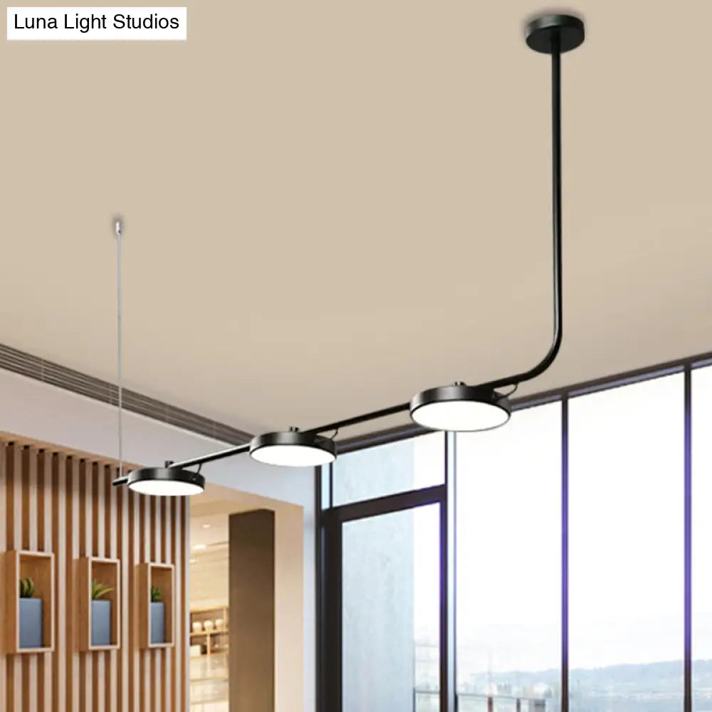 DecorBites™ Modern Black/White Chandelier with Drum Shade - 2/3 Lights - Island Lighting for Dining Room