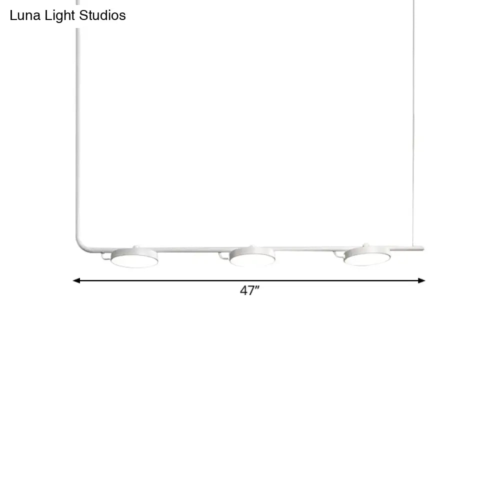 DecorBites™ Modern Black/White Chandelier with Drum Shade - 2/3 Lights - Island Lighting for Dining Room