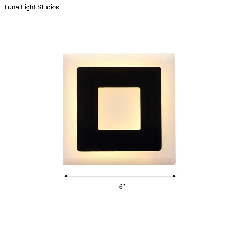 DecorBites™ Modern Black/White LED Sconce Lamp - 1 Light, Acrylic Wall Mount in Warm/White