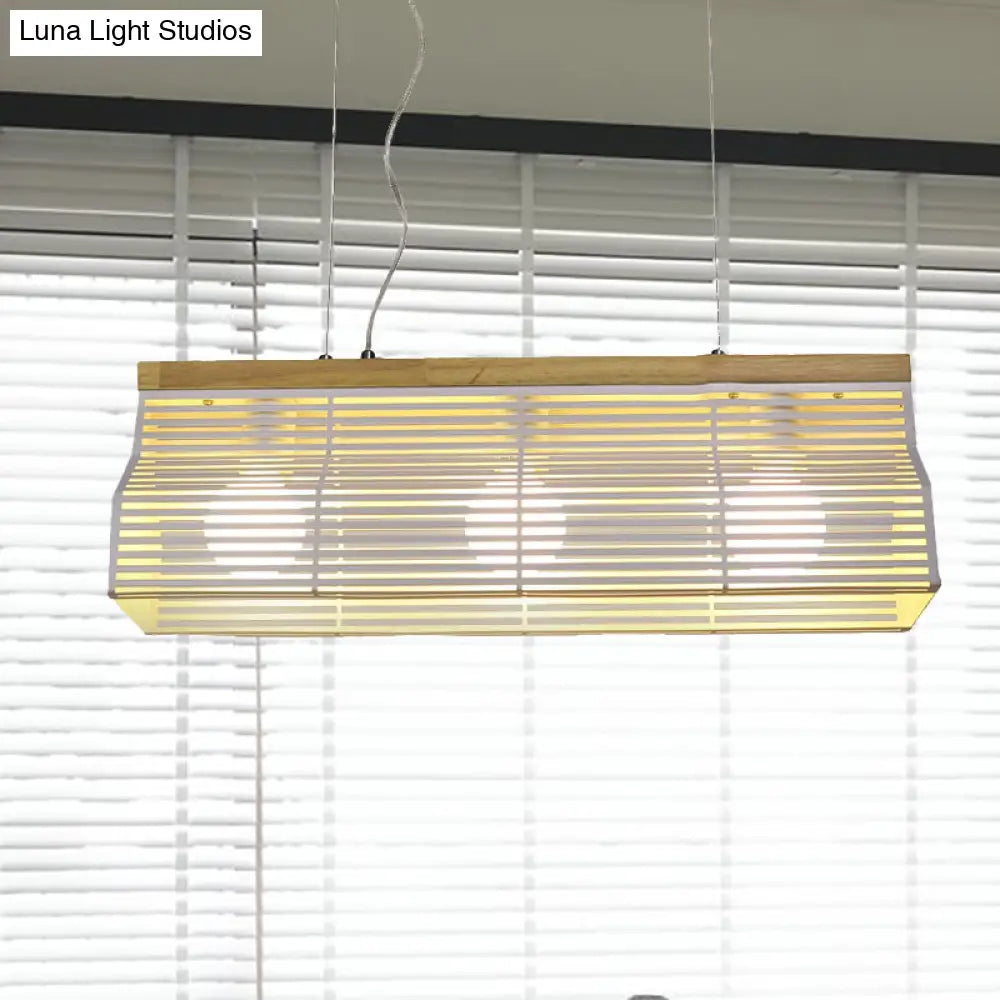 DecorBites™ Modern Black/White Linear Island Pendant Light - 3-Light Metal and Wood - Dining Room Lighting