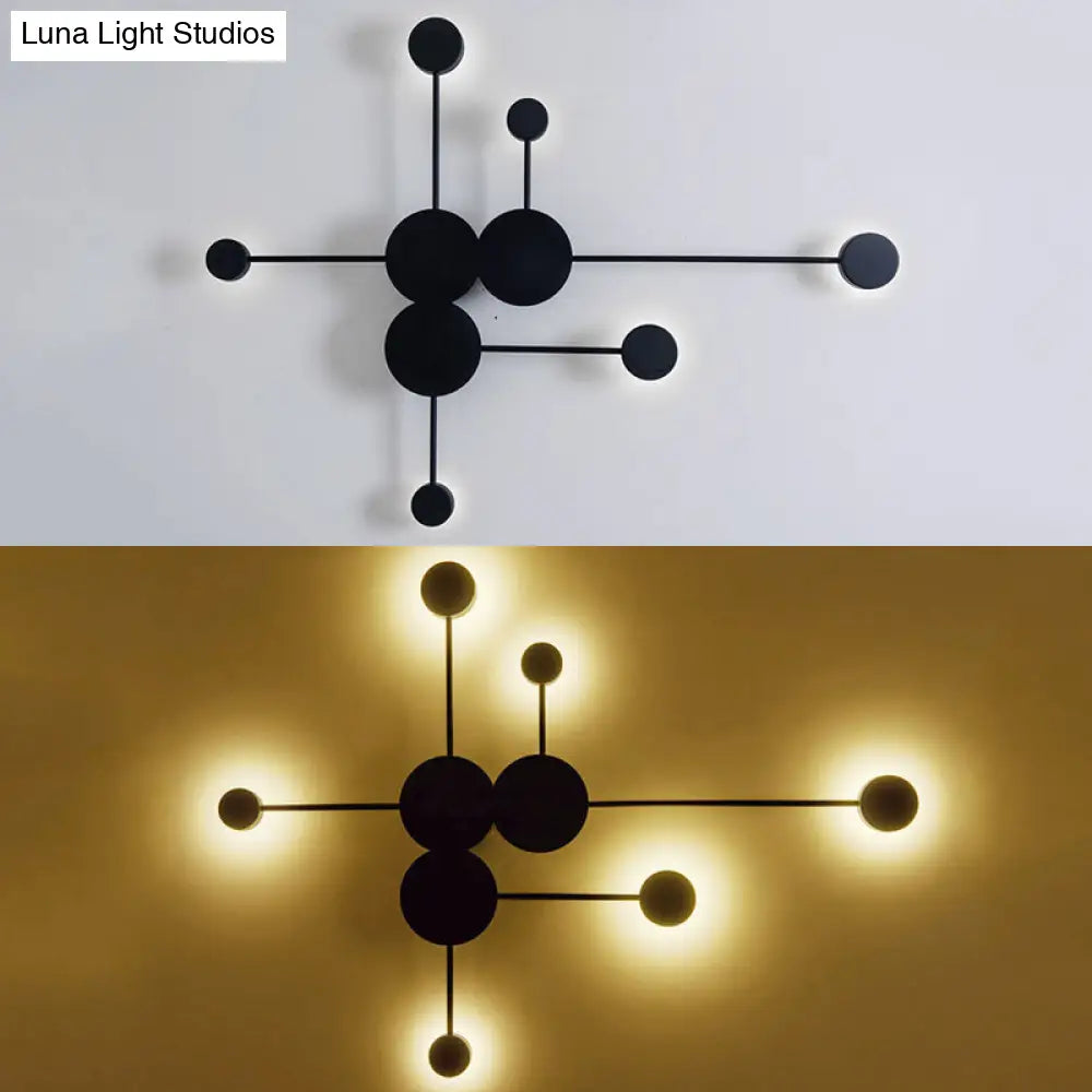 DecorBites™ Modern Black/White Sputnik LED Wall Sconce Light Fixture with Acrylic Lamp Shades - 2/3/6 Lights in Warm/White