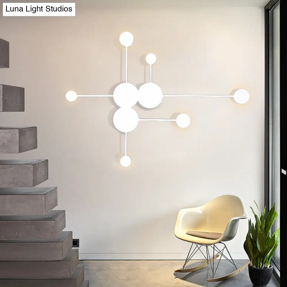 DecorBites™ Modern Black/White Sputnik LED Wall Sconce Light Fixture with Acrylic Lamp Shades - 2/3/6 Lights in Warm/White
