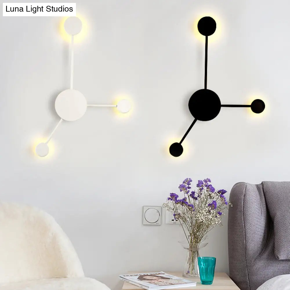 DecorBites™ Modern Black/White Sputnik LED Wall Sconce Light Fixture with Acrylic Lamp Shades - 2/3/6 Lights in Warm/White