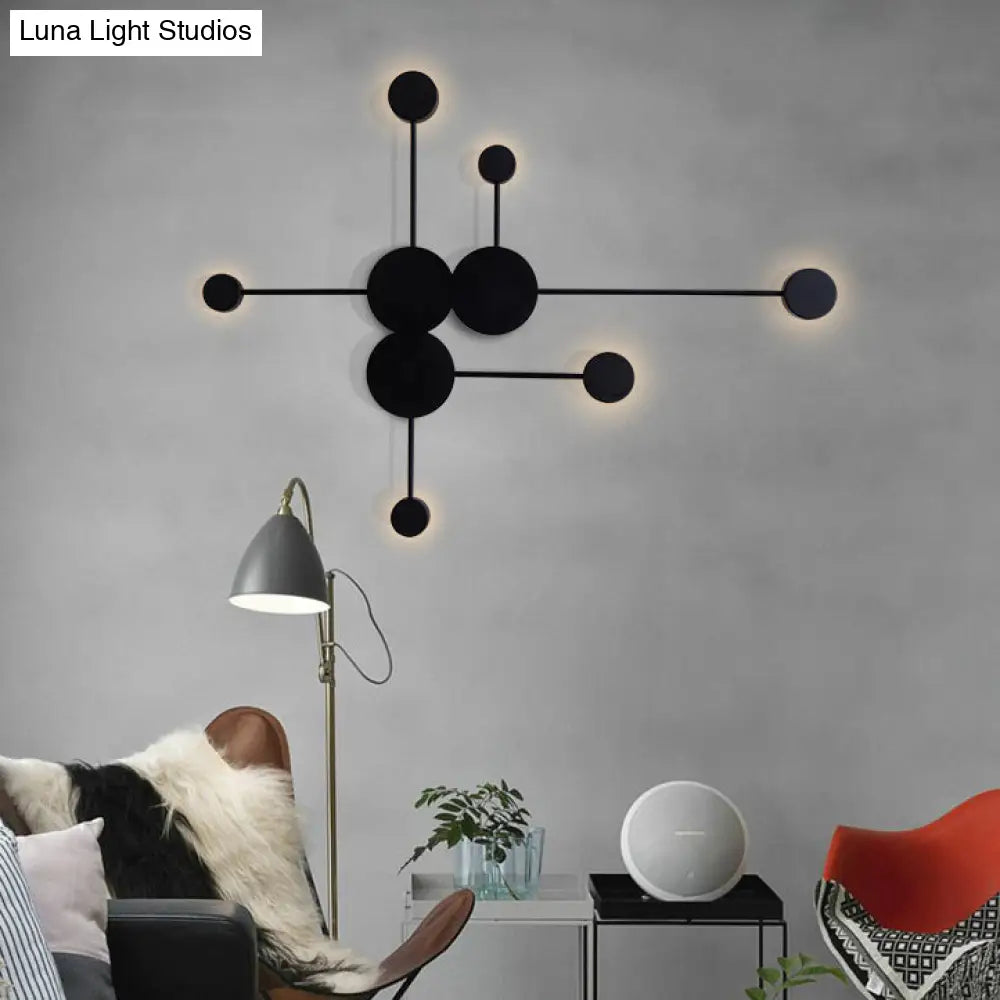 DecorBites™ Modern Black/White Sputnik LED Wall Sconce Light Fixture with Acrylic Lamp Shades - 2/3/6 Lights in Warm/White