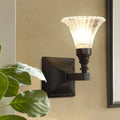 DecorBites™ Modern Black Wide Flare Flush Mount Wall Sconce with Crystal Accent – Bedside Light Fixture