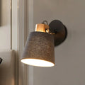 DecorBites™ Modern Black Wood Wall Lamp with Barrel Fabric Shade - Wall Mounted