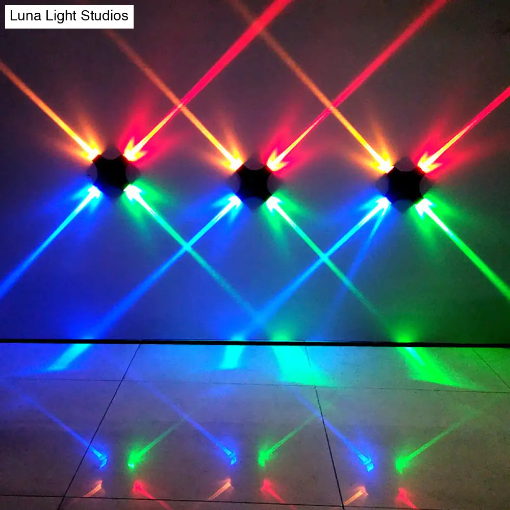 DecorBites™ Modern Black X-Shaped 4-Way Wall Mount Lamp with RGB LED Sconce Light