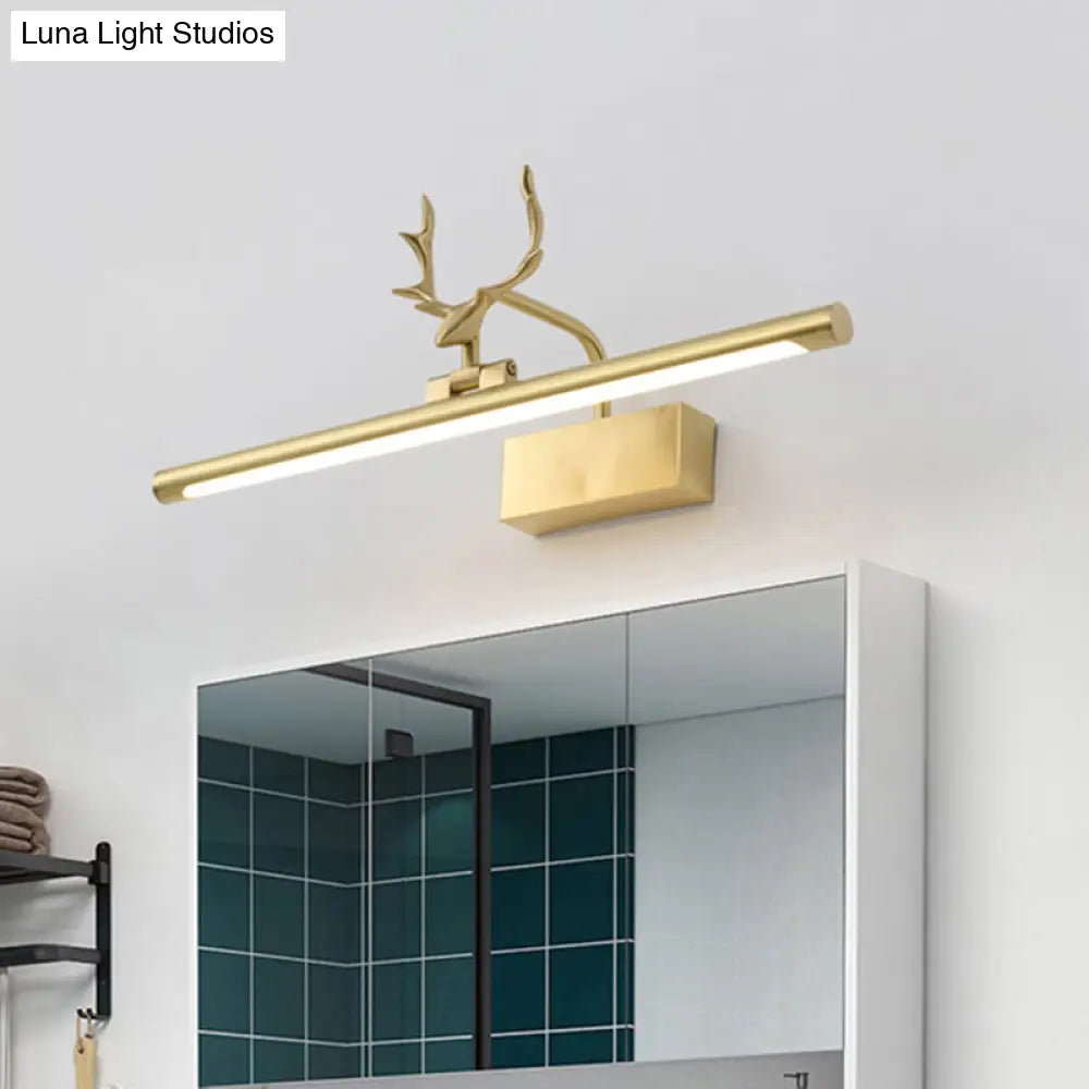 DecorBites™ Modern Brass LED Linear Wall Sconce with Antler Arm in Warm Light - Wide Sizes Available