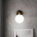 DecorBites™ Modern Brass LED Wall Sconce Light - White Glass Mid Century Wall Fixture (1/2 Bulbs)