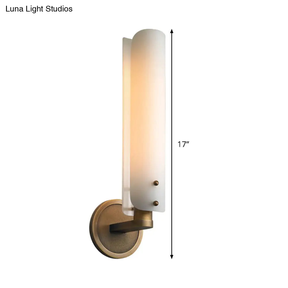 DecorBites™ Modern Brass Sconce Light Fixture with Opal Glass Shade - Bedroom Wall Lamp
