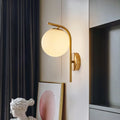 DecorBites™ Modern Brass Wall Mounted Bedside Lamp with Grey/Clear Water/White Glass Shade
