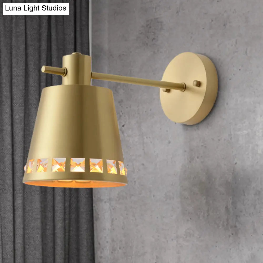 DecorBites™ Modern Brass Wall Sconce with Barrel Shade – 1 Bulb Bathroom Wall Lamp