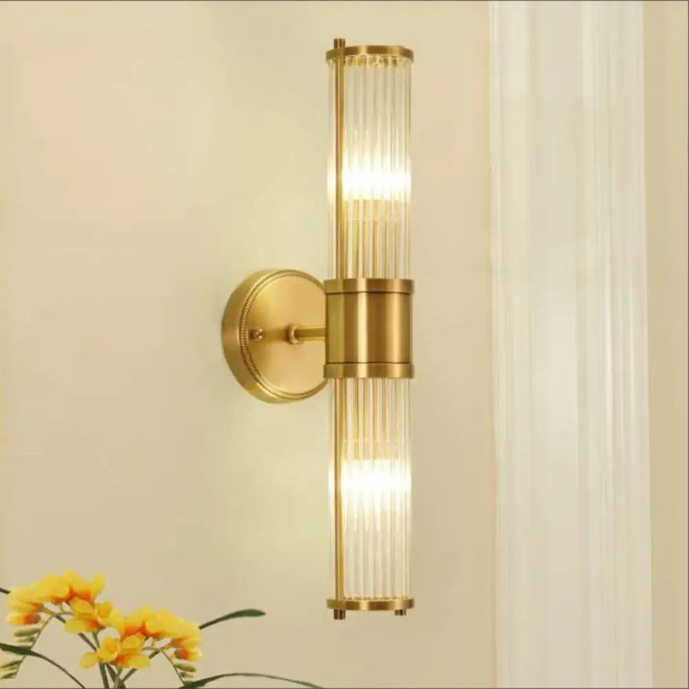 DecorBites™ Modern Brass Wall Sconce with Crystal Cylinder Shade - Ideal for Hallways and Wall Mount Lighting