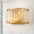 DecorBites™ Modern Brass Wall Sconce with Drum-shaped Clear Crystal Shade - 1 Light Living Room Lighting Fixture