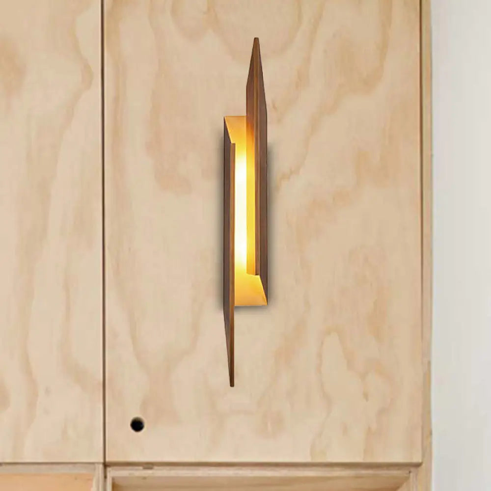 DecorBites™ Modern Brown Wall Sconce with LED Light & Geometric Metal Shade for Living Room