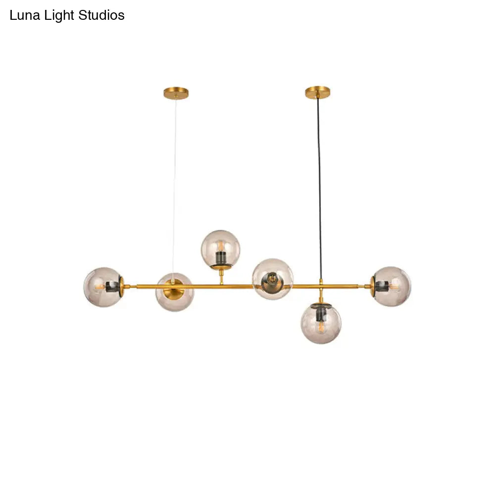 DecorBites™ Modern Bubble Chandelier Lighting - 6-Light Smoke Gray Glass Shade for Kitchen Dining Room