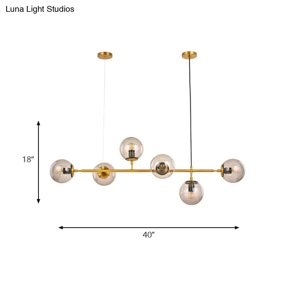 DecorBites™ Modern Bubble Chandelier Lighting - 6-Light Smoke Gray Glass Shade for Kitchen Dining Room