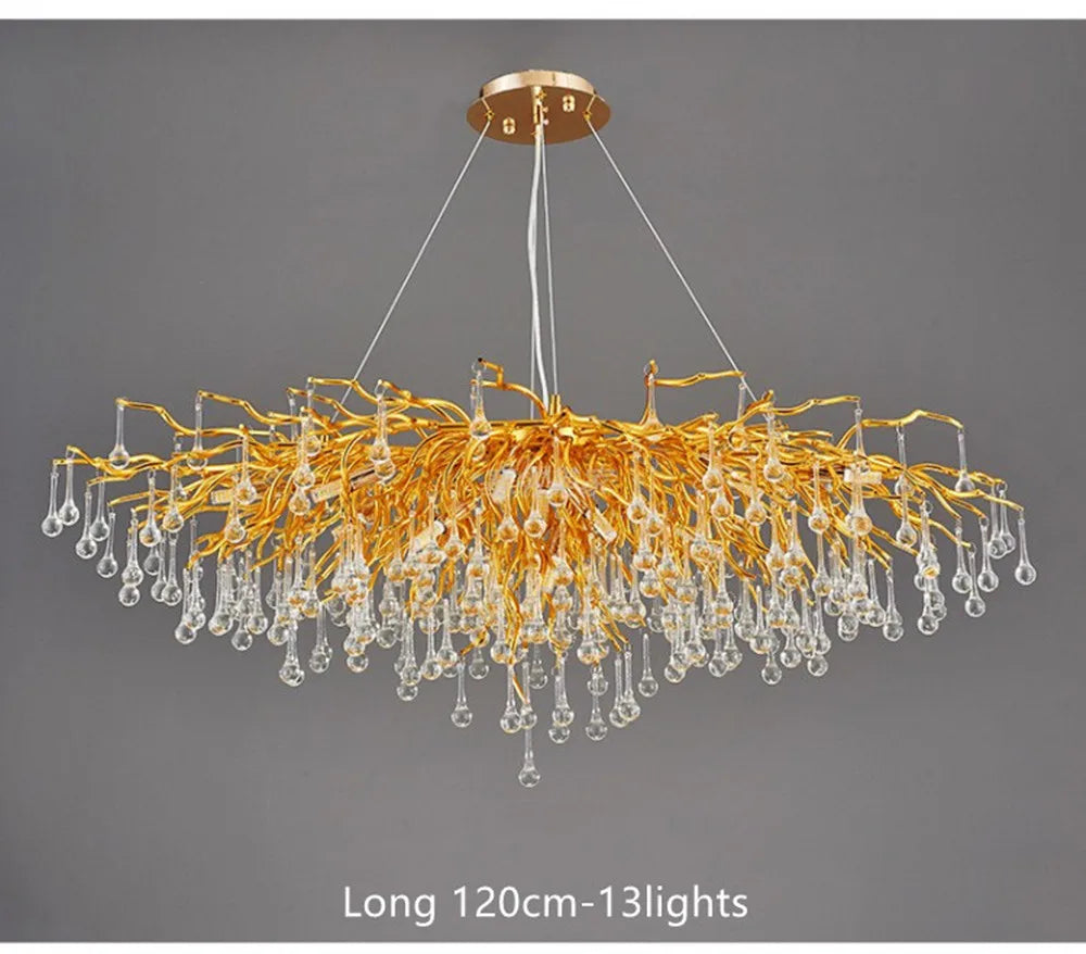 DecorBites™ Modern Chrome Chandelier with Crystal Raindrops