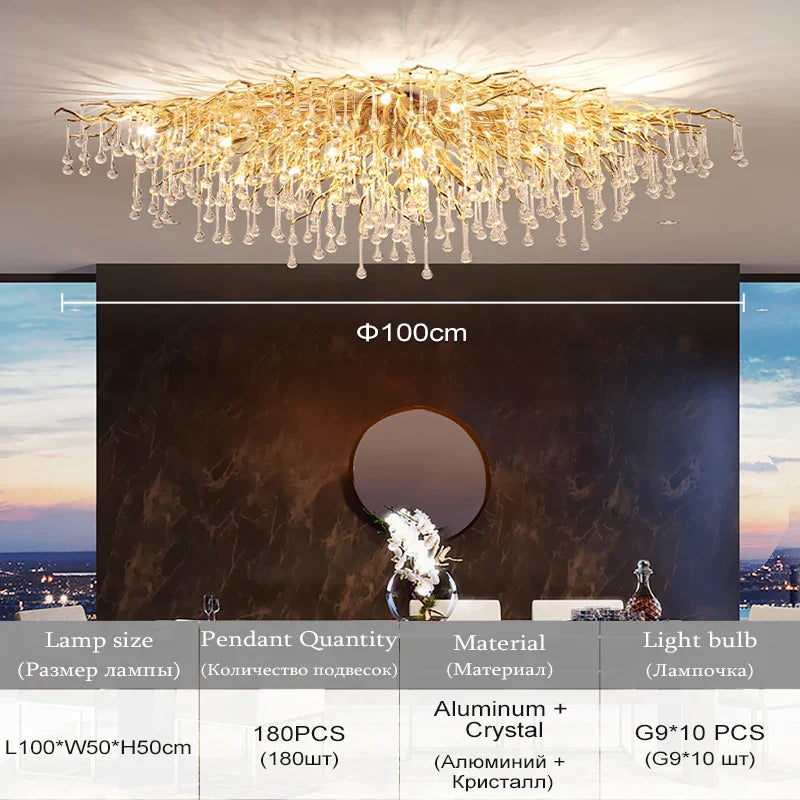DecorBites™ Modern Chrome Crystal Chandelier for Living Room