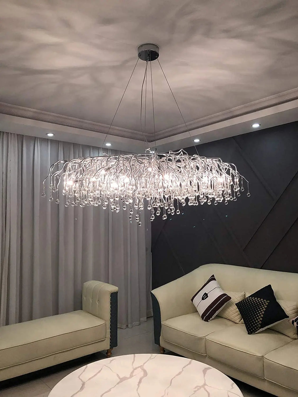 DecorBites™ Modern Chrome Crystal Chandelier for Living Room