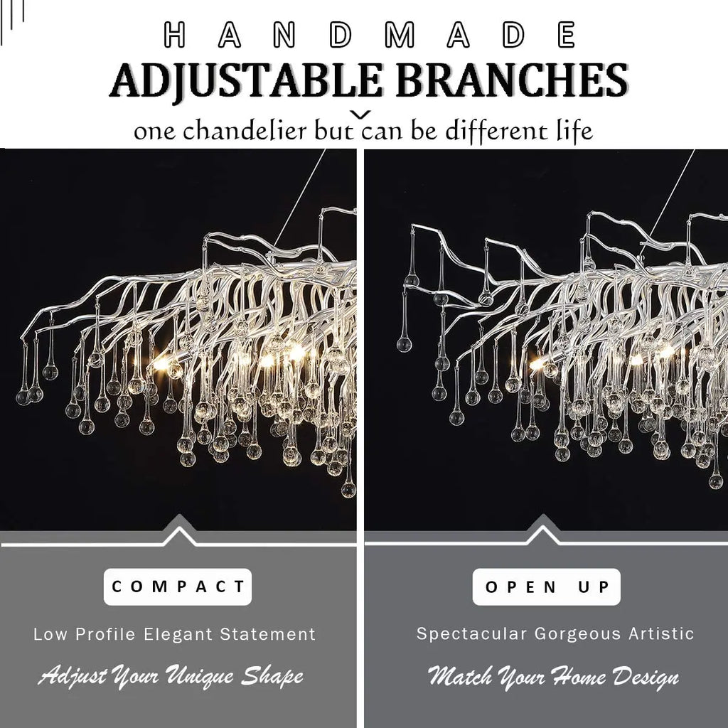 DecorBites™ Modern Chrome Crystal Chandelier for Living Room