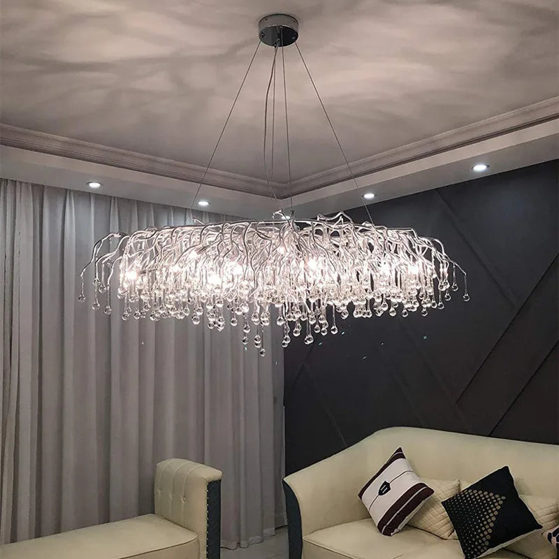 DecorBites™ Modern Chrome Crystal Chandelier-Living Room-Bedroom-Light Fixture