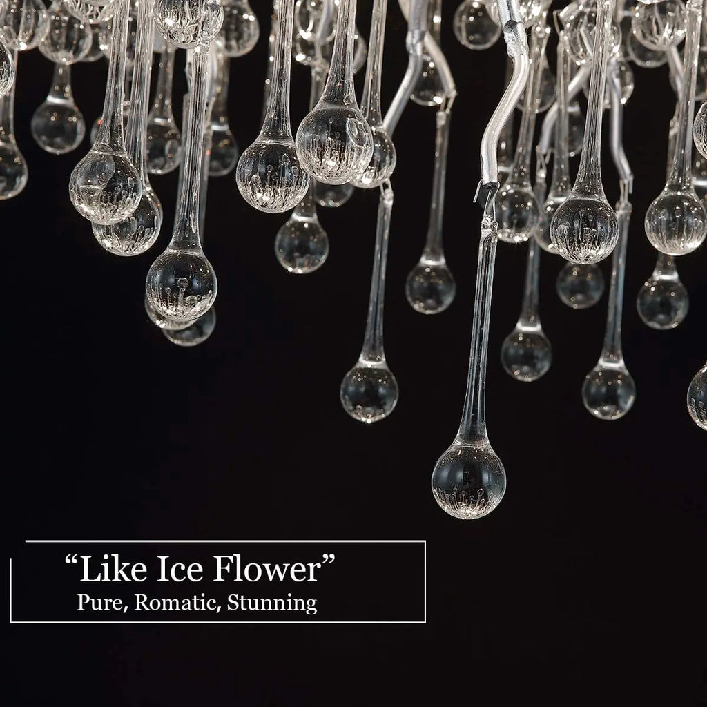 DecorBites™ Modern Chrome Crystal Chandelier - Long Raindrop Pendant