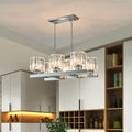 DecorBites™ Modern Chrome Crystal Island Light with 6 Cylinder Heads - Perfect for Dining Tables