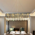 DecorBites™ Modern Chrome LED Island Pendant Light with Rectangular Crystal Drip Design, 23.5"/31.5" Width