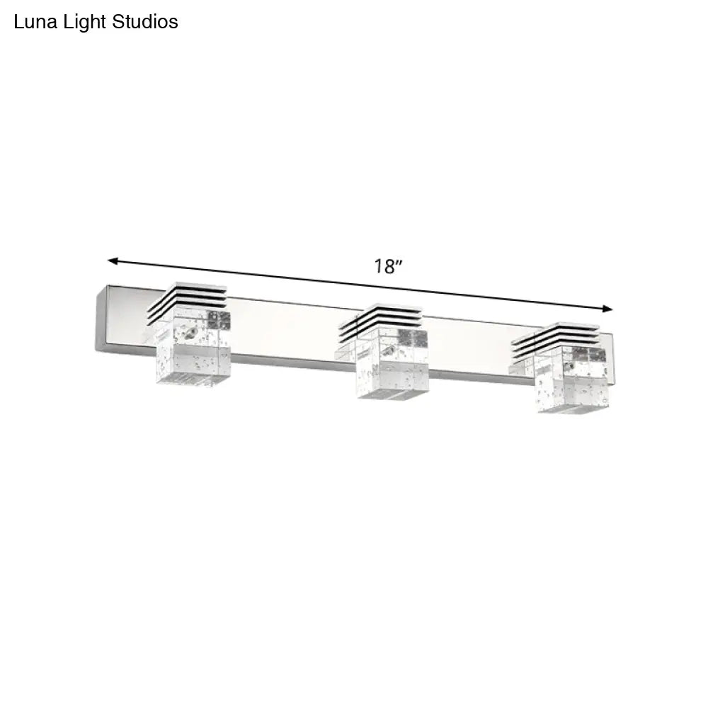 DecorBites™ Modern Chrome Vanity Light Fixture with Clear Crystal Accents - 2/3 Bulbs, Warm/White Light