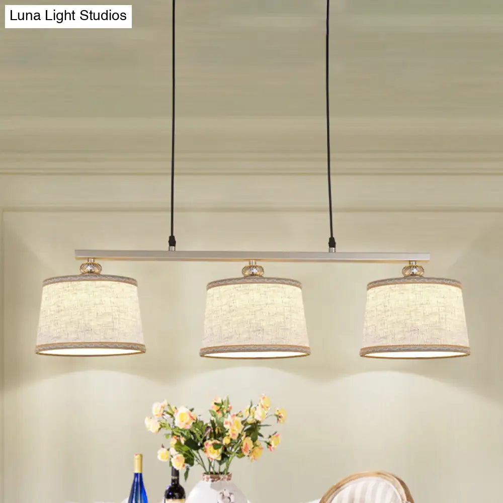 DecorBites™ Modern Circular Pendant Light with Flaxen Fabric and 3 Bulbs for Open Kitchen Island Lighting