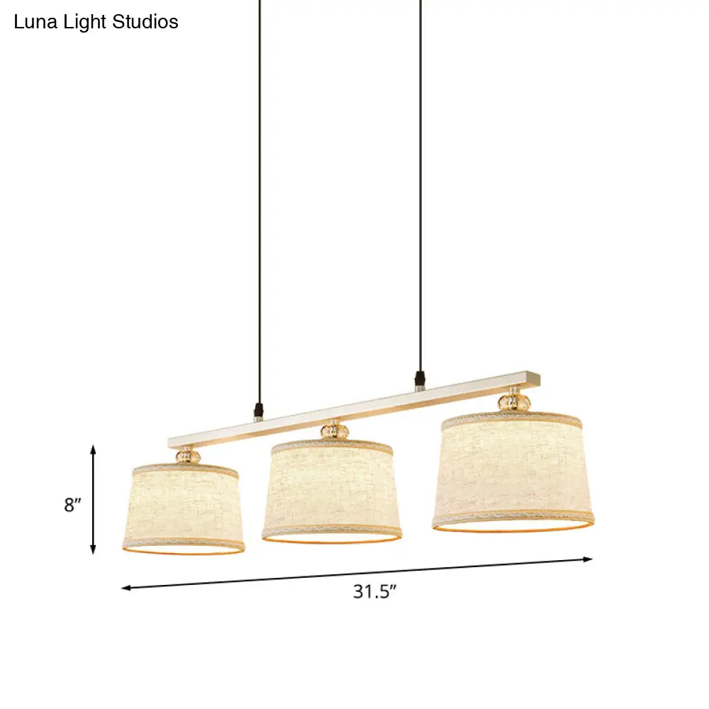 DecorBites™ Modern Circular Pendant Light with Flaxen Fabric and 3 Bulbs for Open Kitchen Island Lighting