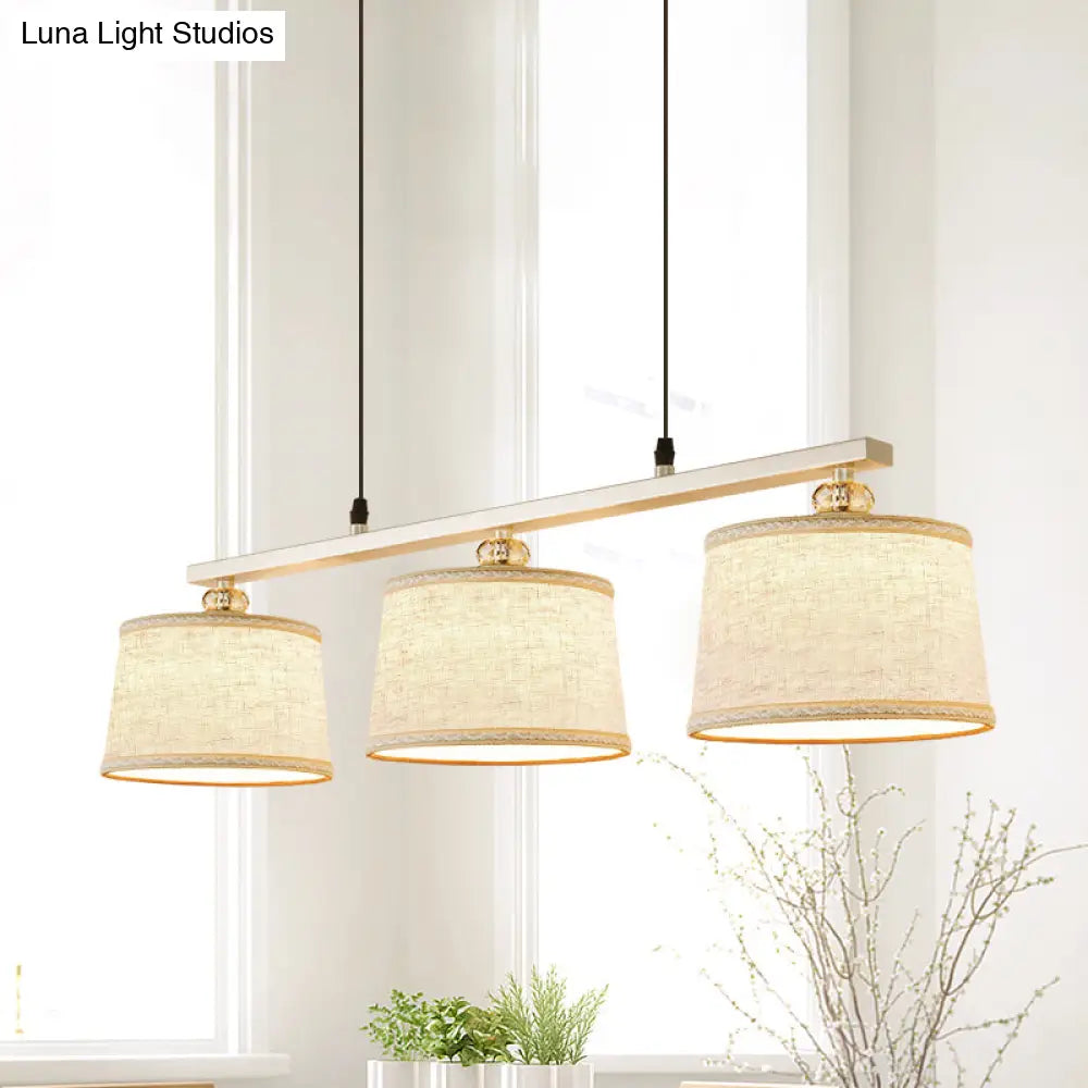 DecorBites™ Modern Circular Pendant Light with Flaxen Fabric and 3 Bulbs for Open Kitchen Island Lighting