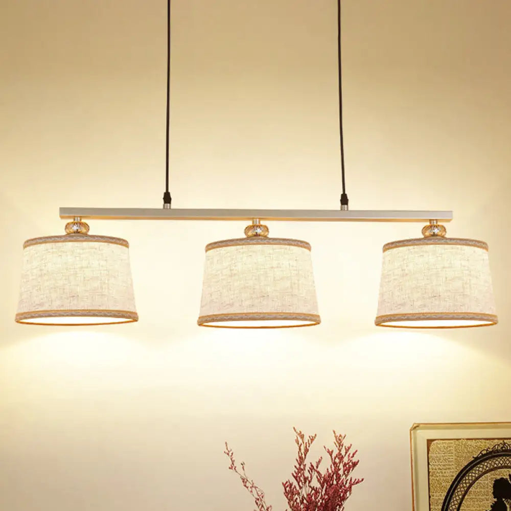 DecorBites™ Modern Circular Pendant Light with Flaxen Fabric and 3 Bulbs for Open Kitchen Island Lighting
