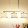 DecorBites™ Modern Circular Pendant Light with Flaxen Fabric and 3 Bulbs for Open Kitchen Island Lighting