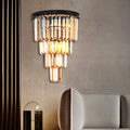 DecorBites™ Modern Clear/Amber Layered Wall Light Sconce with Crystal Accents - 2-Light Wall Mounted Lamp for Living Room